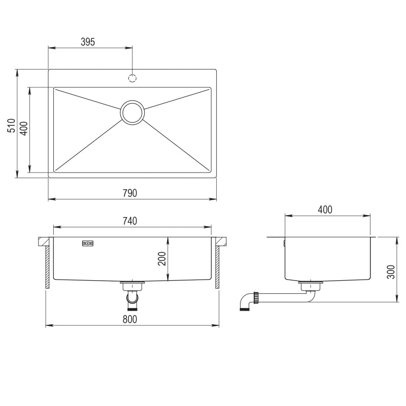 SET kuhinjskega korita in armature AIR100MF