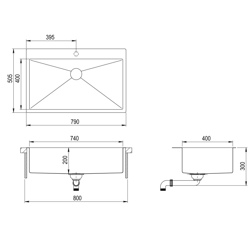 SET kuhinjskega korita in armature LUN100MS