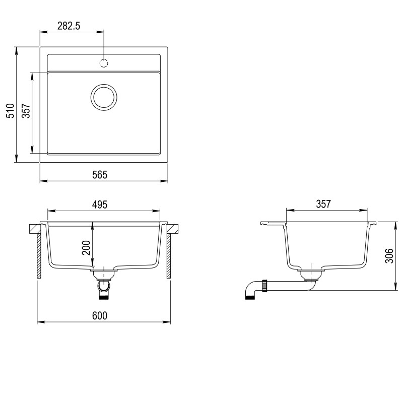 Kuhinjsko korito QUADRO SQQ100P